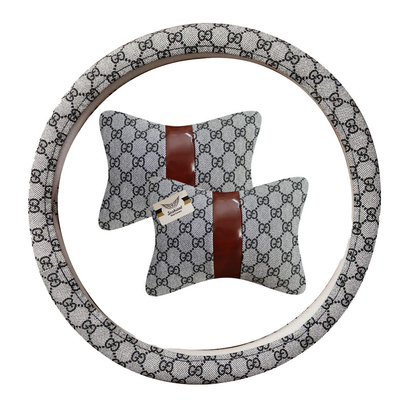 پشت گردنی صندلی خودرو سوشیانت مدل A_65 به همراه روکش فرمان بسته 3 عددی