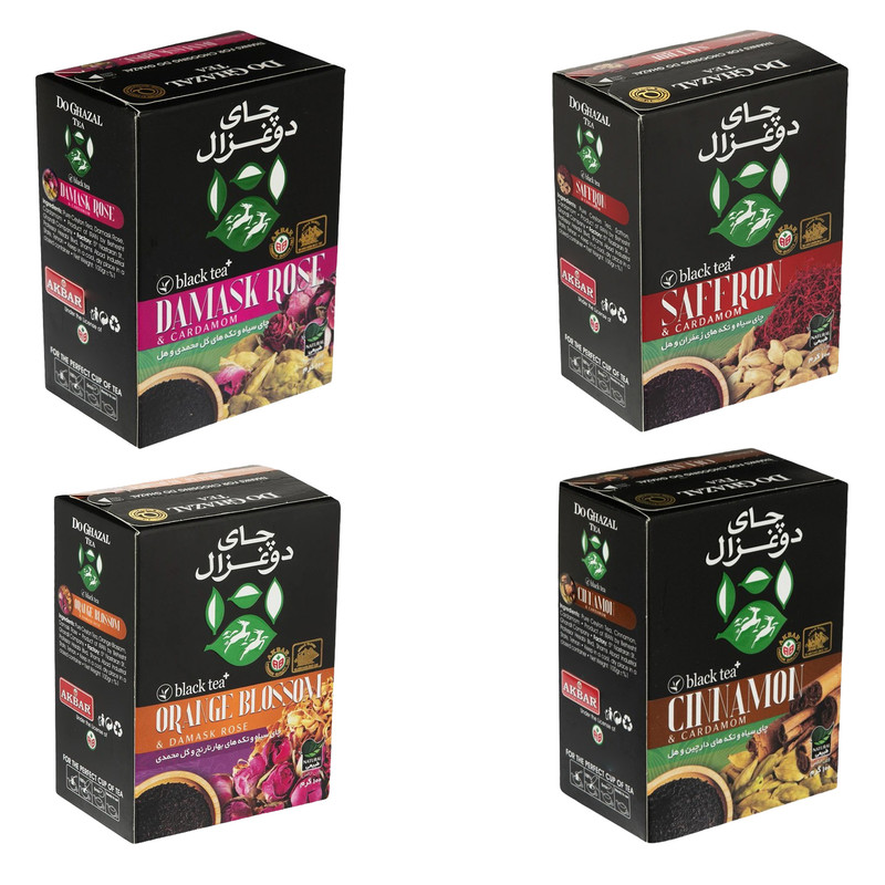 خرید و قیمت چای سیاه چهار طعم دوغزال - 400 گرم بسته 4 عددی
