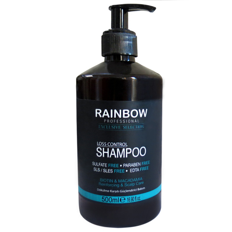 شامپو ضد ریزش مو رینبو مدل بیوتن و ماکادمیا حجم 500 میلی لیتر