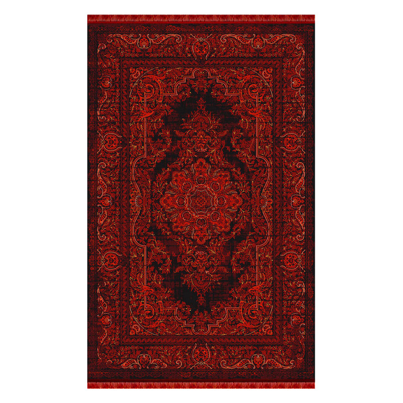 فرش ماشینی کرامتیان بلوچی کد 4112A زمینه لاکی