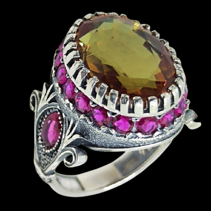 انگشتر نقره مردانه مدل الکساندریت یاقوت رکاب دست ساز کد 6700