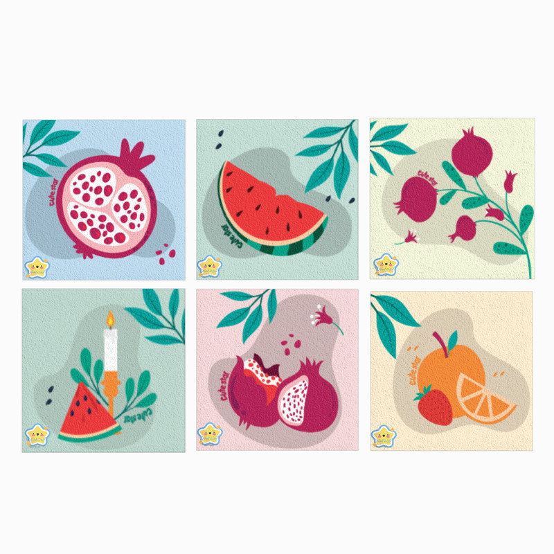 زیر لیوانی کیوت استار مدل پارچه ای طرح شب یلدا مجموعه 6 عددی