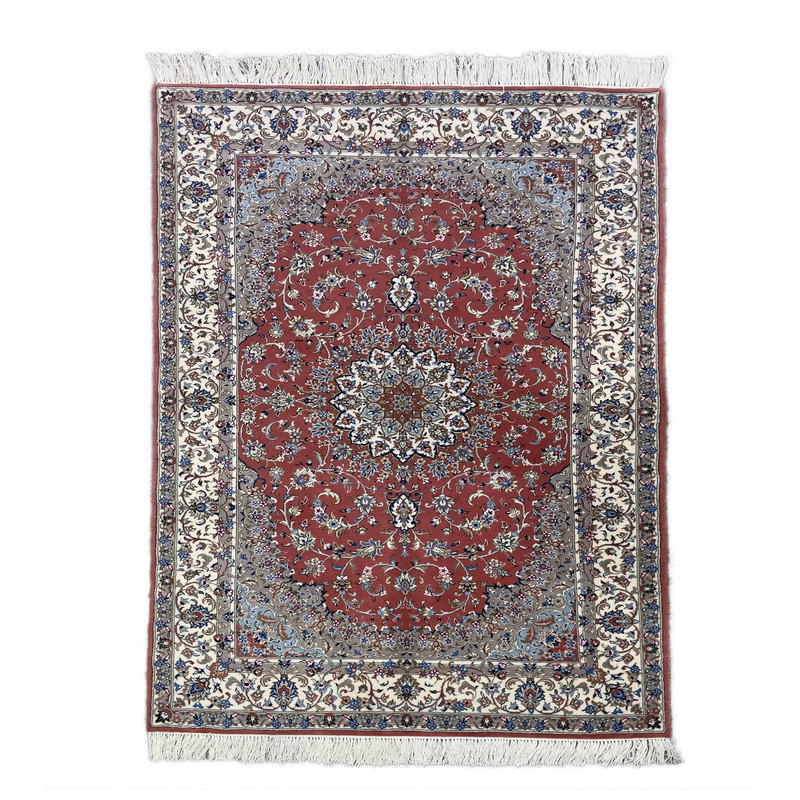 فرش دستباف چهار متری طرح ستاره گل ابریشم کد 64464