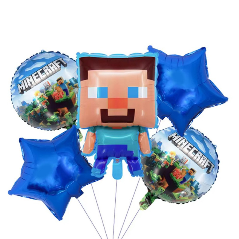 بادکنک فویلی مدل ماین کرفت و ستاره کد NH-5 مجموعه 5 عددی