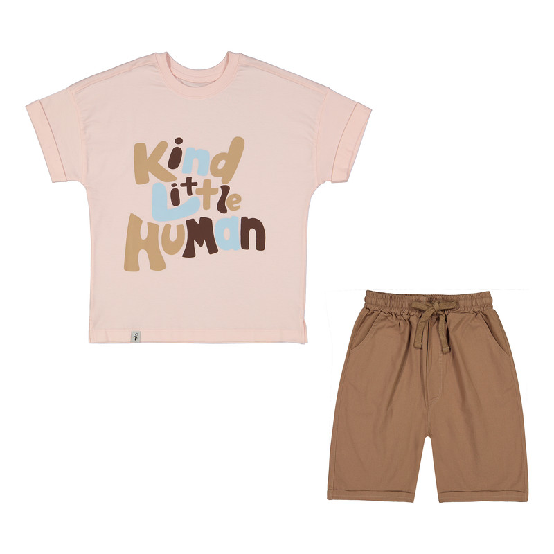 ست تی شرت و شلوارک دخترانه سون پون مدل 1610 رنگ صورتی