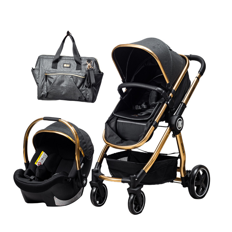 ست کالسکه و کریر کیکابو مدل Allure Gold 2021 به همراه ساک لوازم کودک