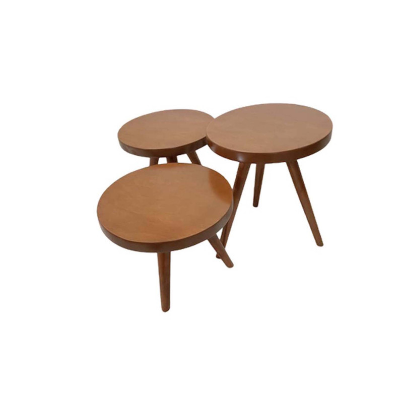 میز عسلی مدل پازلی گرد G201 مجموعه 3 عددی