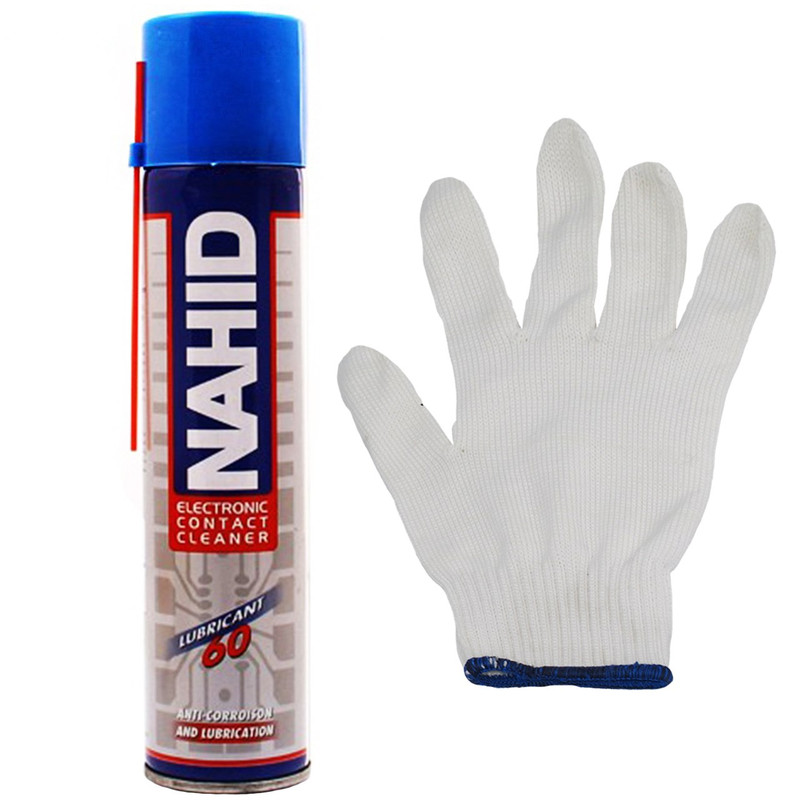 اسپری چرب ناهید مدل Contact حجم 300 میلی لیتر به همراه دستکش ایمنی