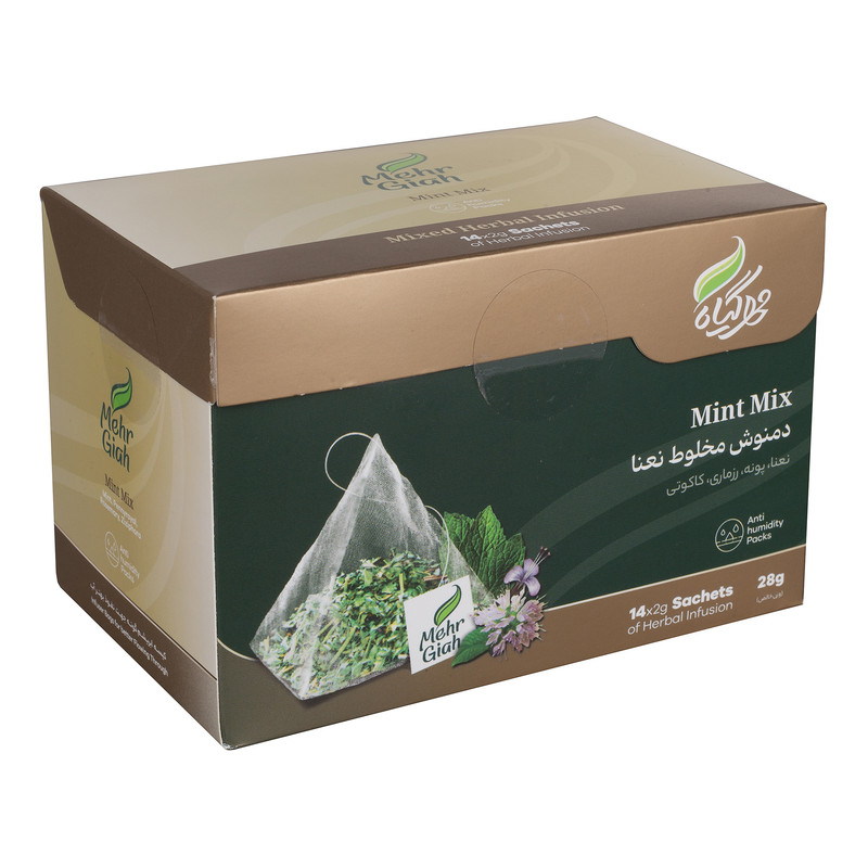 خرید و قیمت دمنوش کیسه ای مهرگیاه با طعم نعنا - 2 گرم بسته 14 عددی