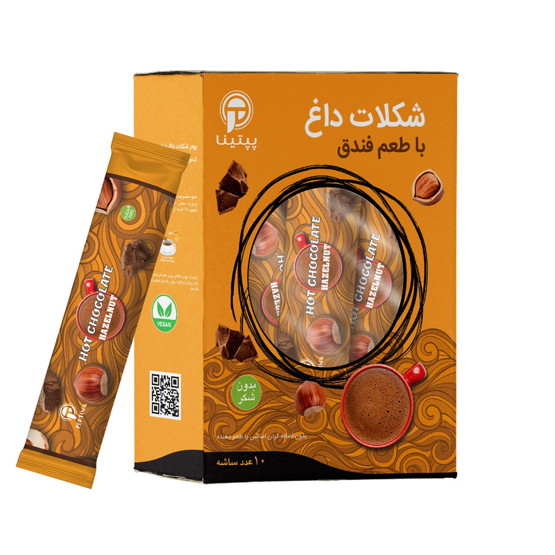 هات چاکلت بدون شکر با طعم فندق پپتینا - 100 گرم بسته 10 عددی