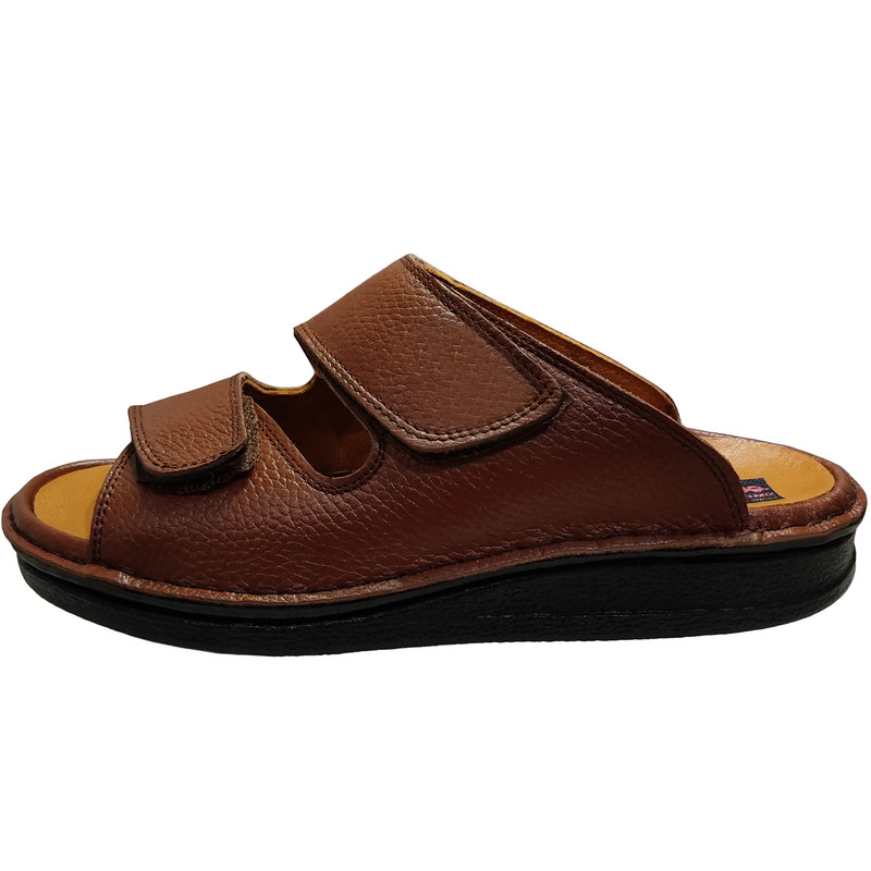 صندل طبی مردانه چرم تبریز مدل المطراش رنگ عسلی