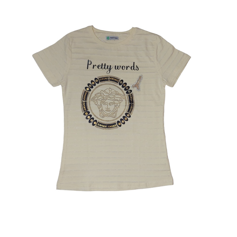 تی شرت آستین کوتاه دخترانه مدل ASH710 رنگ لیمویی