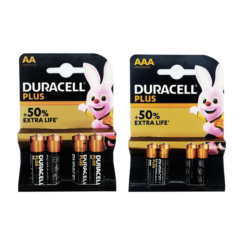 باتری قلمی و نیم قلمی دوراسل مدل PLUS-8 بسته 4 عددی