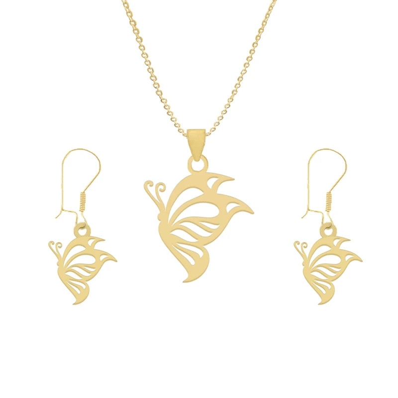 خرید و قیمت نیم ست طلا 18 عیار زنانه رضا گلد مدل پروانه