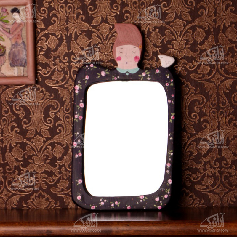 آینه چوبی رنگ آمیزی رنگ بنفش طرح شازده کوچولو مدل 1509700002