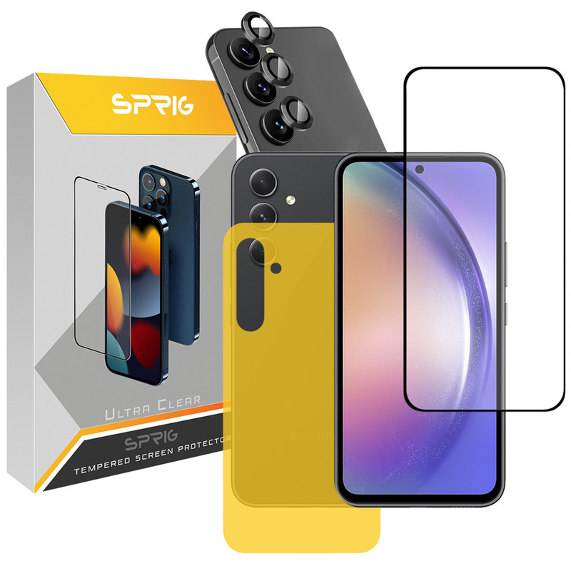 محافظ لنز دوربین اسپریگ مدل Ring-BK-FU مناسب برای گوشی موبایل سامسونگ Galaxy A54 5G به همراه محافظ پشت و محافظ صفحه نمایش