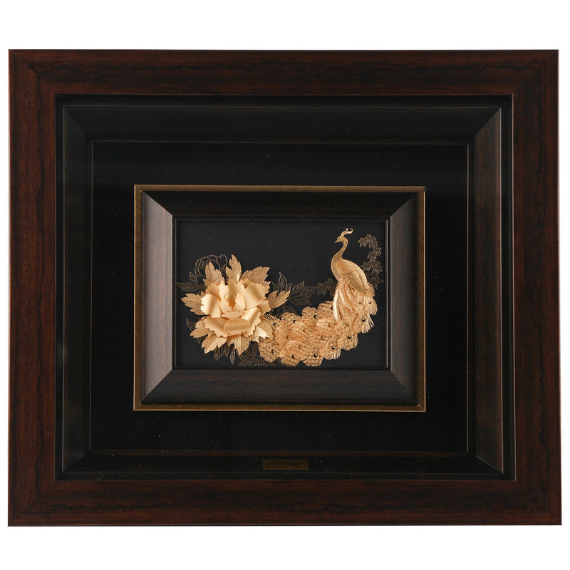 خرید و قیمت تابلو ورق طلا الون طرح طاووس کد 198355