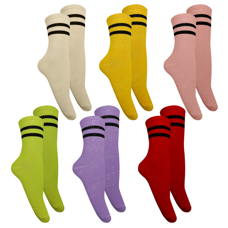 جوراب زنانه تن پوش هنگامه مدل کش اسپرت دو خط بسته 6 عددی