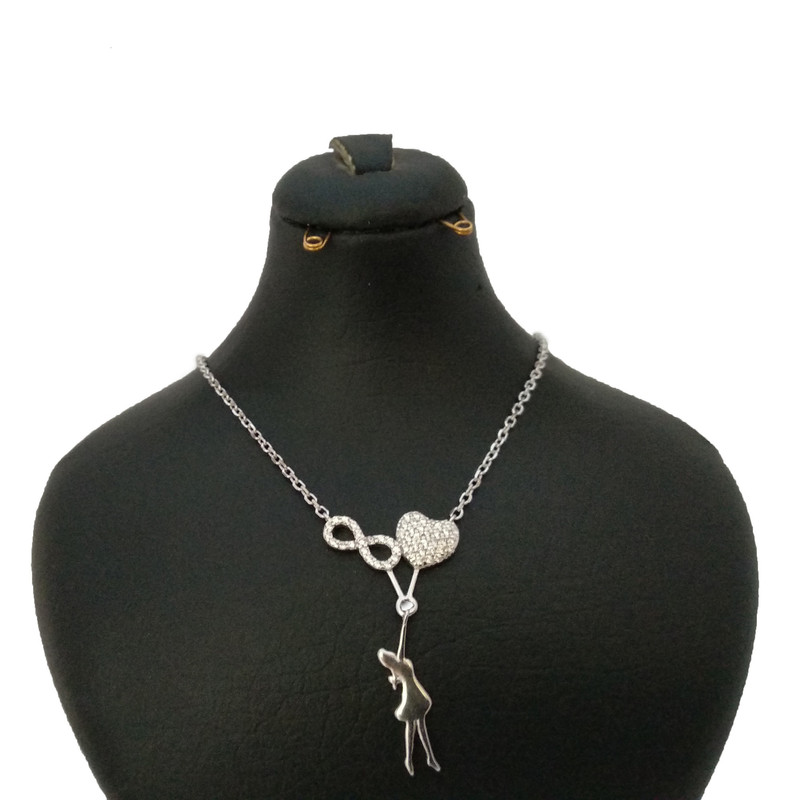 گردنبند نقره زنانه طرح قلب و بی نهایت کد p101