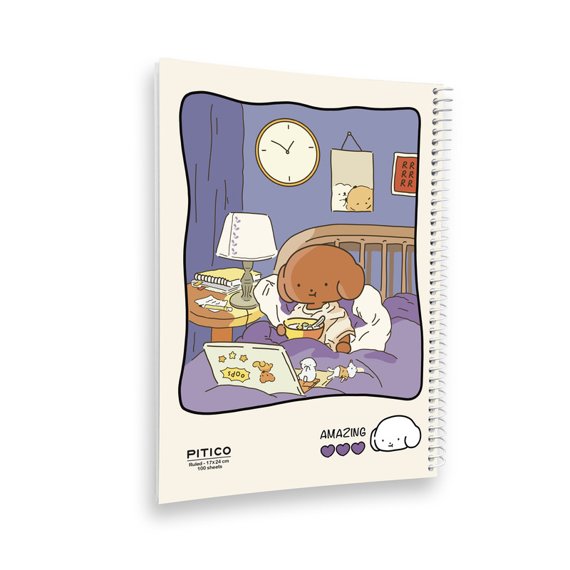 دفتر مشق 100 برگ پیتیکو مدل مجلد طرح هاپو بازیگوش کد 385