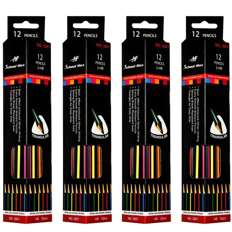 مداد مشکی ای اف اسکول مکس مدل 3001 - 4 بسته 12 عددی