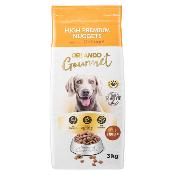 غذای خشک سگ بالغ اورلاندو مدل NUGGETS طعم مرغ وزن 3 کیلوگرم