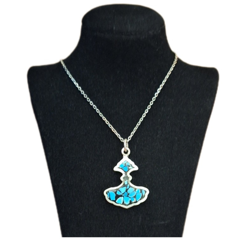 گردنبند نقره زنانه مدل فیروزه کوب کد ZIF78