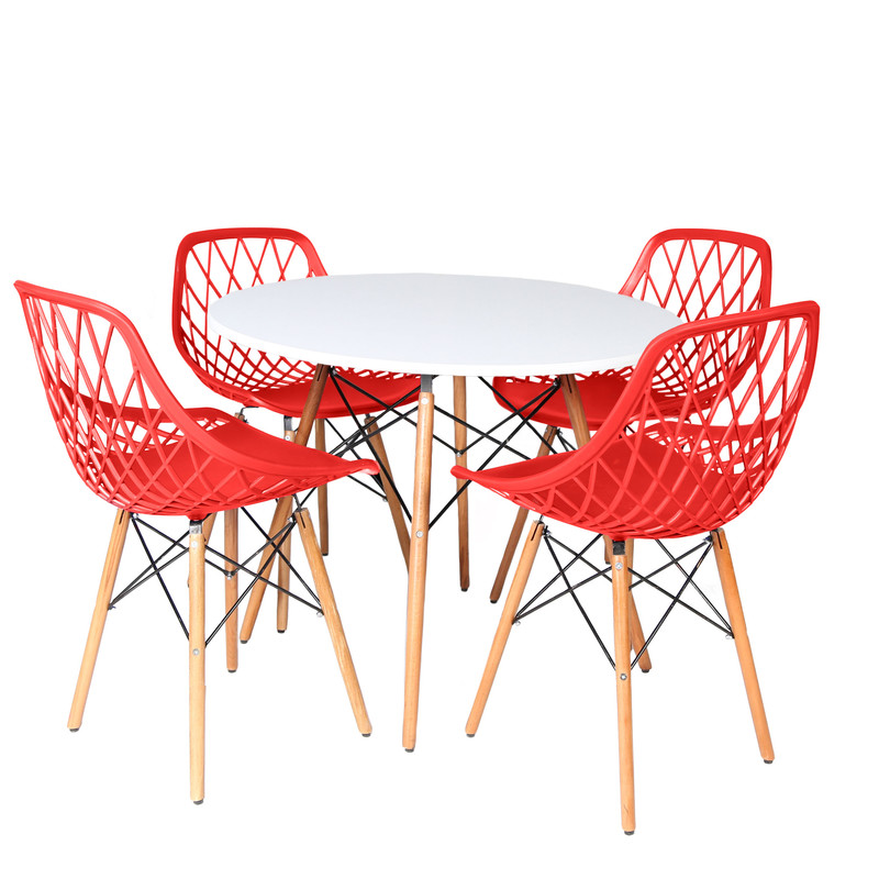 میز و صندلی ناهارخوری چهار نفره مدل الماس فایبرگلاس پایه ایفلی GS