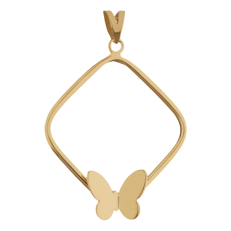 آویز گردنبند طلا 18 عیار زنانه گنجینه هنر خوش نشین مدل پروانه مربع M72