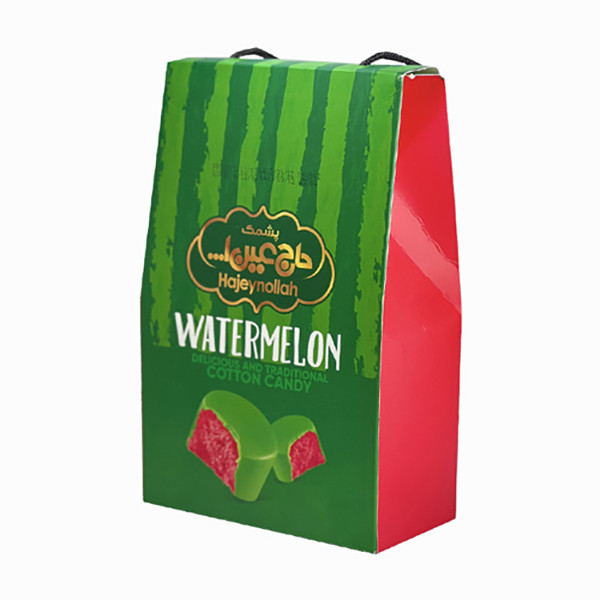 خرید و قیمت پشمک کادویی دوسرپیچ هندوانه حاج عین اله - 500 گرم