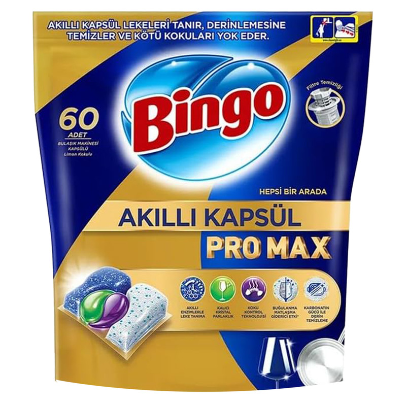 قرص ماشین ظرفشویی بینگو مدل Akıllı Kapsül Pro Max بسته 60 عددی