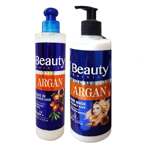 ماسک مو بیوتی مدل آرگان حجم 500 میلی لیتر به همراه کرم مو بیوتی حجم 200 میلی لیتر
