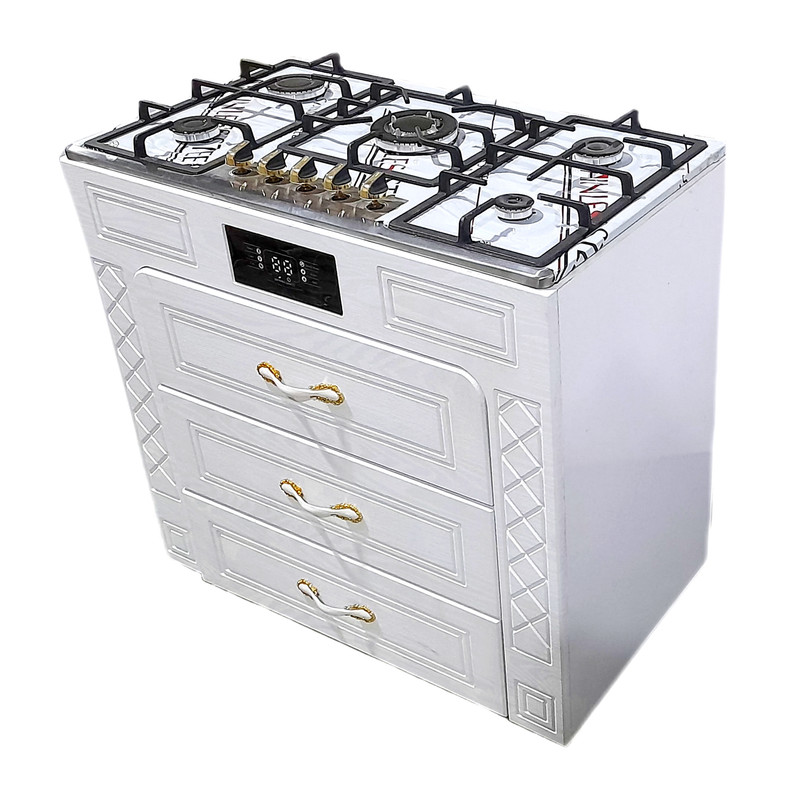 اجاق گاز 5 شعله هاکان مدل اجاق گاز سه کشو صفحه استیل بوش با ترموکوپل