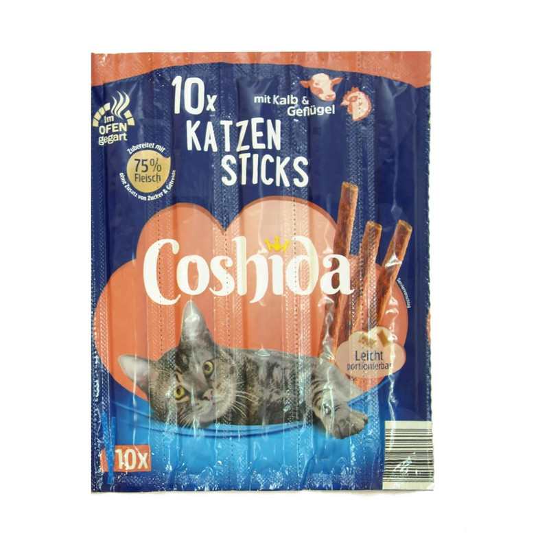 خرید و قیمت تشویقی گربه کوشیدا مدل مدادی گوشت گوساله و مرغ وزن 50 گرم بسته 10 عددی