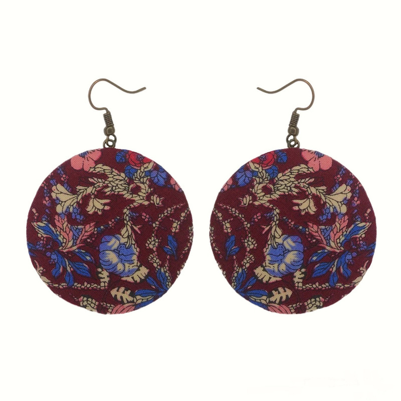 گوشواره دست دوز زنانه مدل پارچه ایی گلدار کد 04