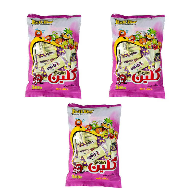 لواشک پذیرایی گلین با طعم زغال اخته - 300 گرم بسته 3 عددی