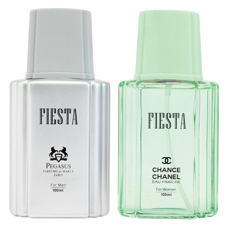 خرید و قیمت ادو پرفیوم زنانه فیستا مدل Chanel Chance Fraiche حجم 100 میلی لیتر به همراه ادو پرفیوم مردانه فیستا مدل De Marly Pegasus
