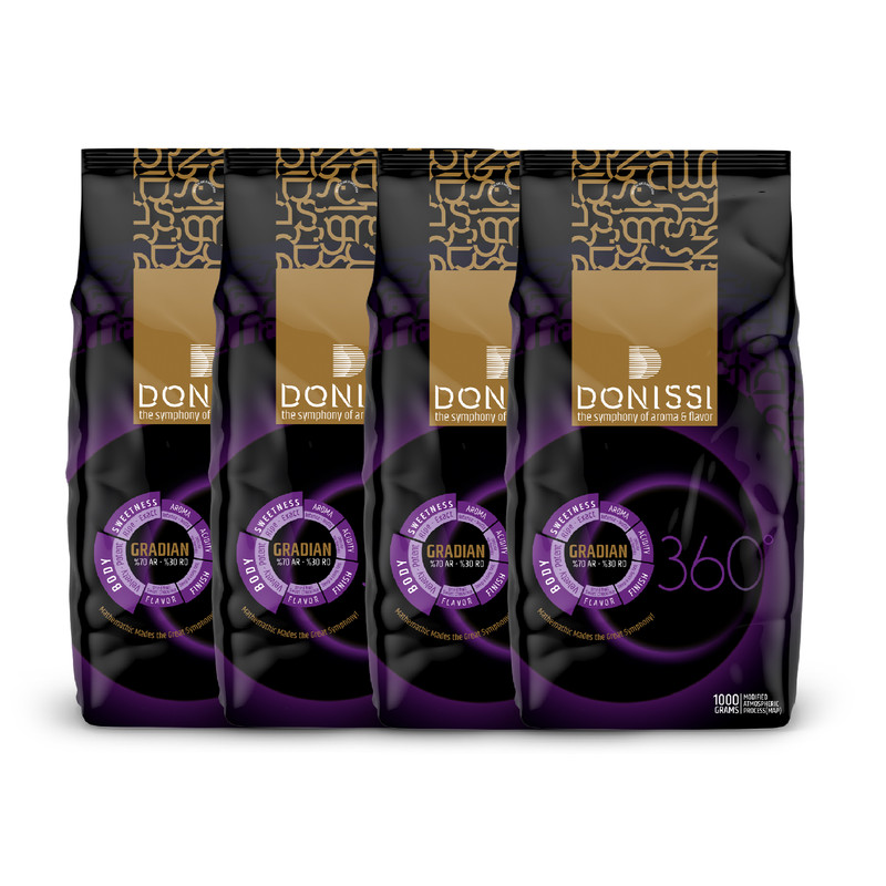 دانه قهوه ربوستا گرادیان دونیسی - 1000 گرم بسته 4 عددی