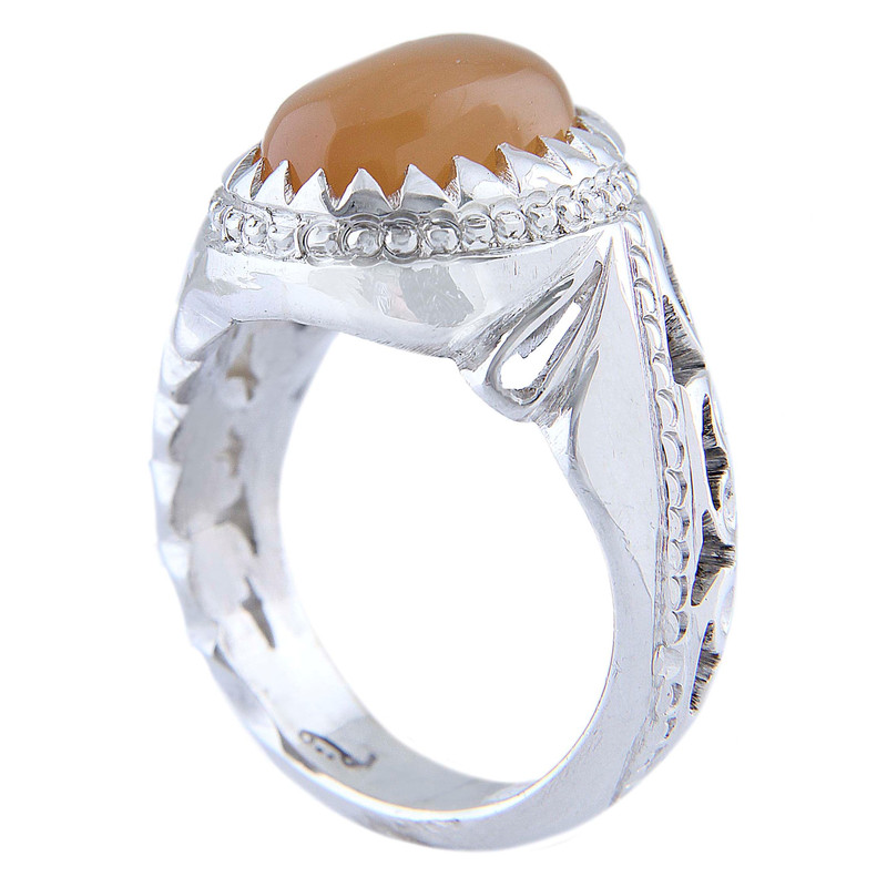 خرید و قیمت انگشتر نقره مردانه بازرگانی میلادی مدل رکاب دستساز عقیق یمنی پرتقالی کد AM_4804