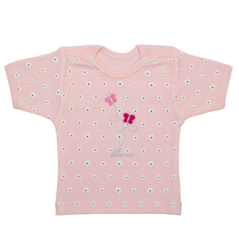 خرید و قیمت پولوشرت آستین کوتاه نوزادی دخترانه مدل شکوفه