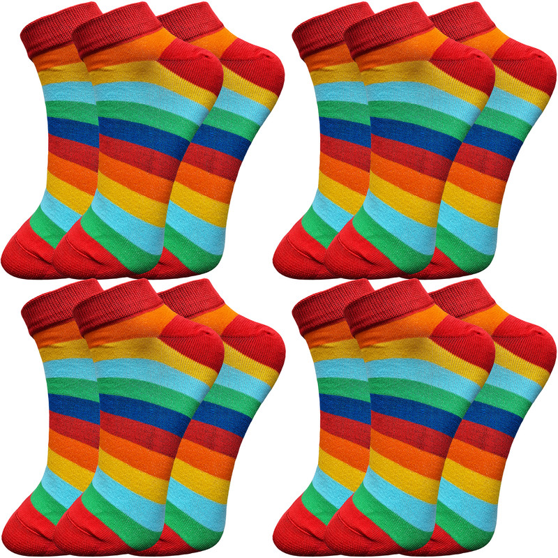 خرید و قیمت جوراب ساق کوتاه زنانه ادیب مدل رنگین کمانی کد 02010 بسته 12 عددی