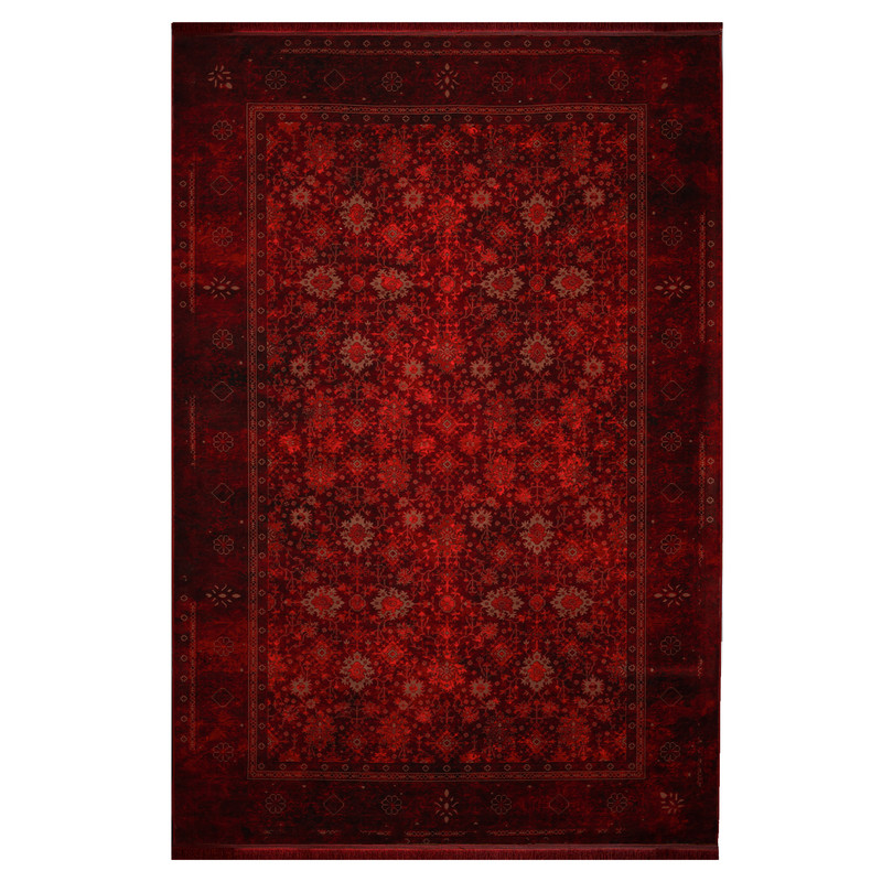 خرید و قیمت فرش ماشینی 1200 شانه دوربافت زمینه قرمز حاشیه لاکی طرح بلوچی کد 40