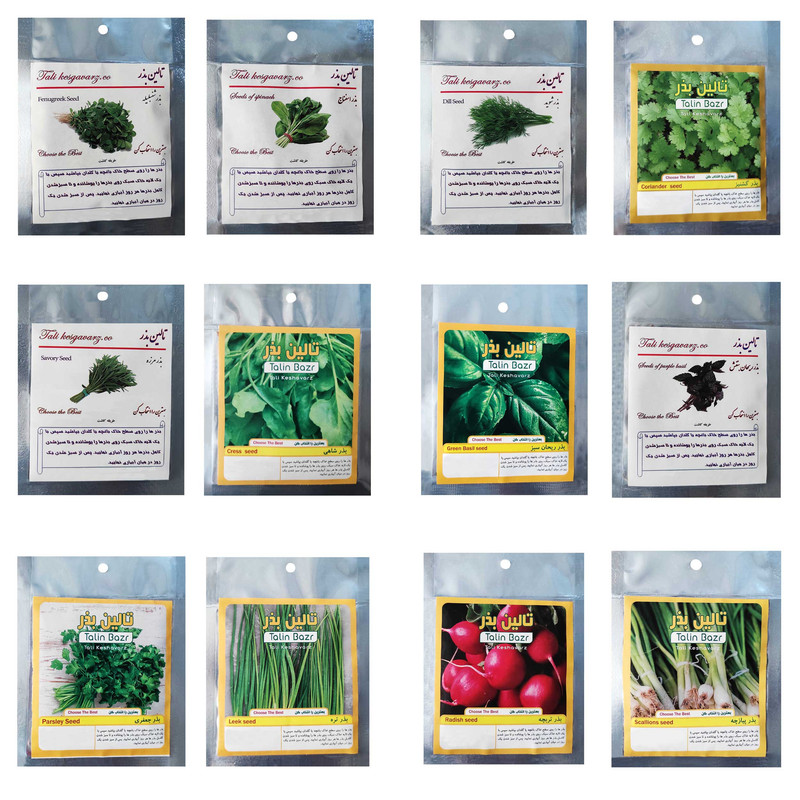 بذر سبزیجات و قرمه سبزی خوراکی تالین بذر کد P-S-BZT-12 مجموعه 12 عددی