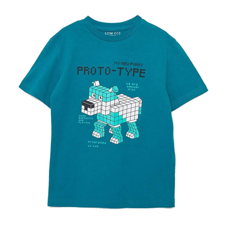 خرید و قیمت تی شرت آستین کوتاه پسرانه ال سی وایکیکی مدل سگ مکعبی