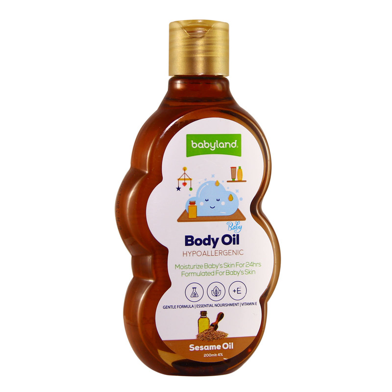 خرید و قیمت روغن نرم کننده بدن کودک بیبی لند مدل sesame oil حجم 200 میلی لیتر