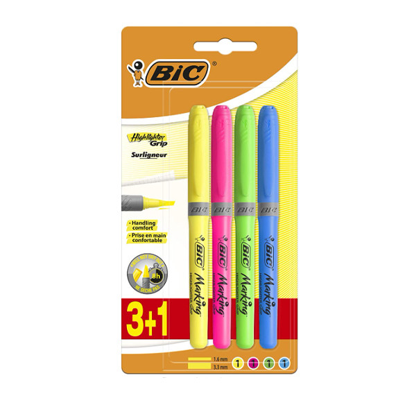 ماژیک علامت گذار بیک مدل گریپ بسته 4 عددی