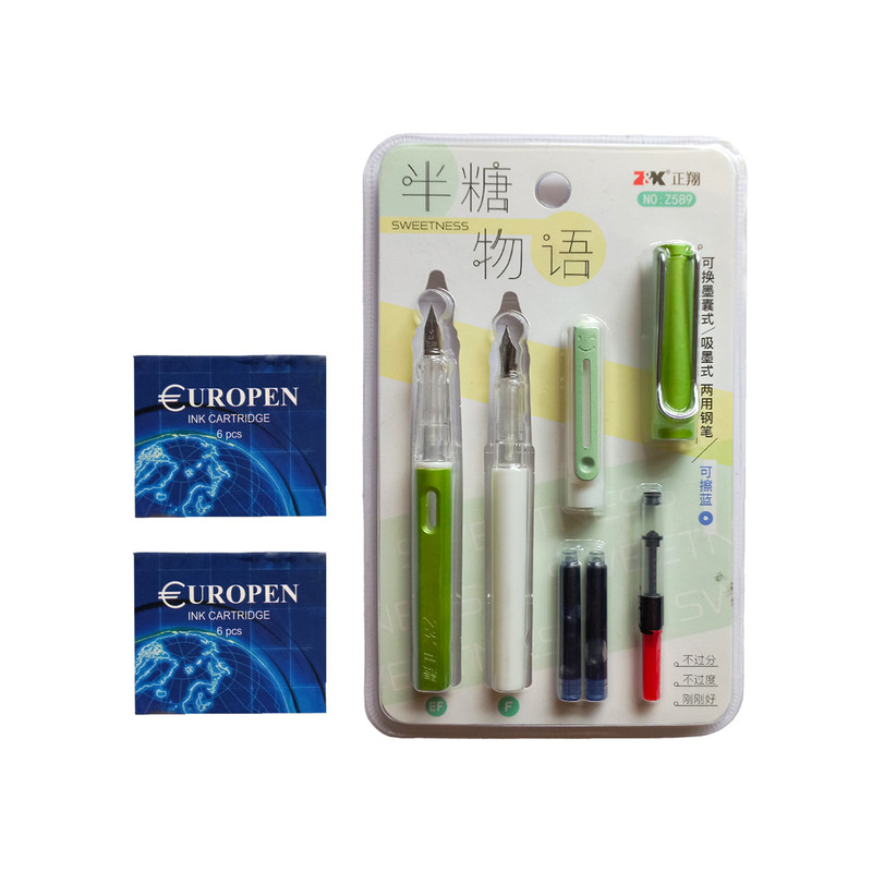 ست خودنویس و روان نویس مدل فانتزی به همراه جوهر خودنویس بسته 25 عددی