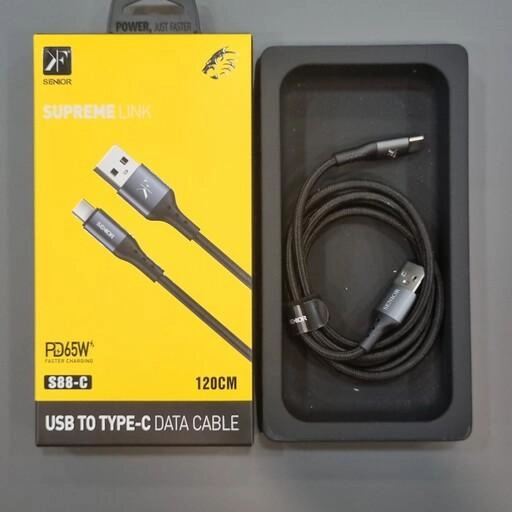 کابل کنفی یو اس بی به تایپ سی از برند کی اف سنیور با شش ماه گارانتی USB to TYPE-C Data Cable modelS88-C 11