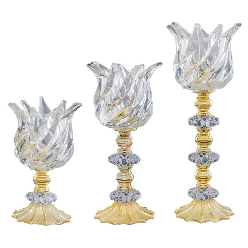 جاشمعی دنیا دکوری سرمد مدل لاله پیچ مجموعه 3 عددی