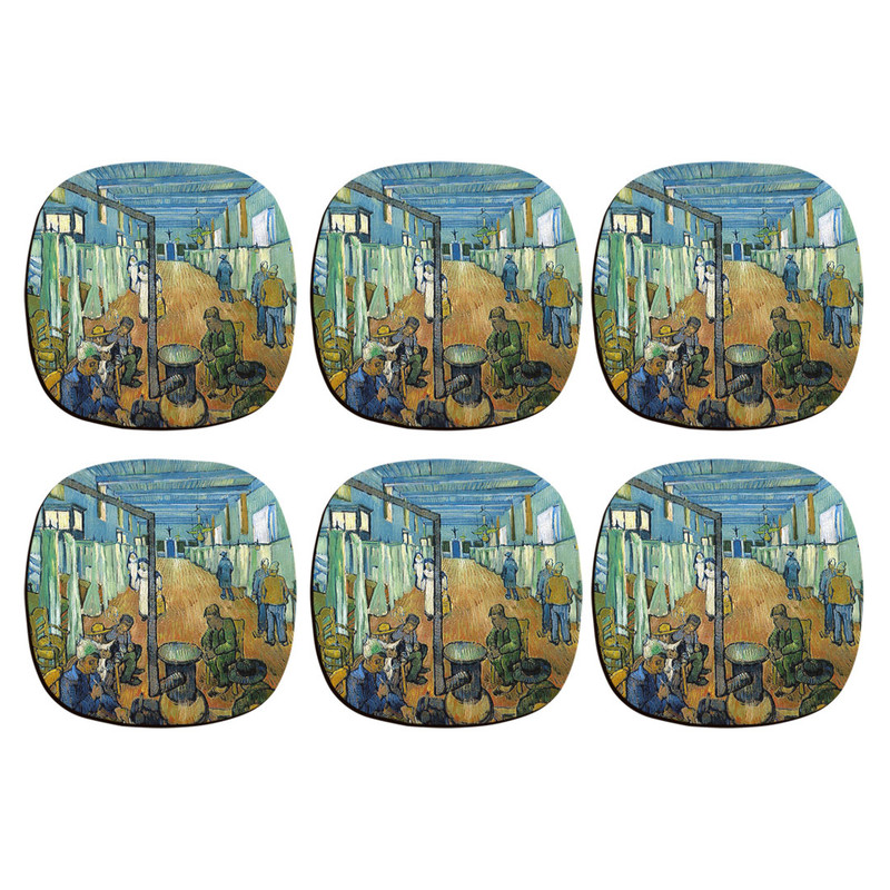 زیر لیوانی ترمه طراحان ایده مدل خوابگاه بیمارستانی در آرلس از ونگوگ کد art0073 بسته شش عددی